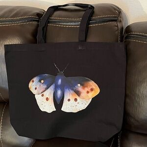 Elegant Black Tote with Butterfly Motif